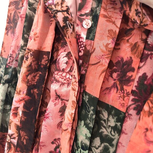 NEW Rachel Parcell Floral Chiffon Midi Dress Womens 10 Bow Neck Puff Long Sleeve - Picture 4 of 11